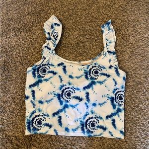 Kortni Jeane Blue Tie Dye Flutter Top